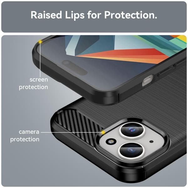 TPU-deksel med karbonfibertekstur for iPhone 15 Plus Black