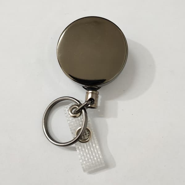 4cm Retractable Key Chain Zinc Alloy Key Ring Heavy Duty Retractable Svart