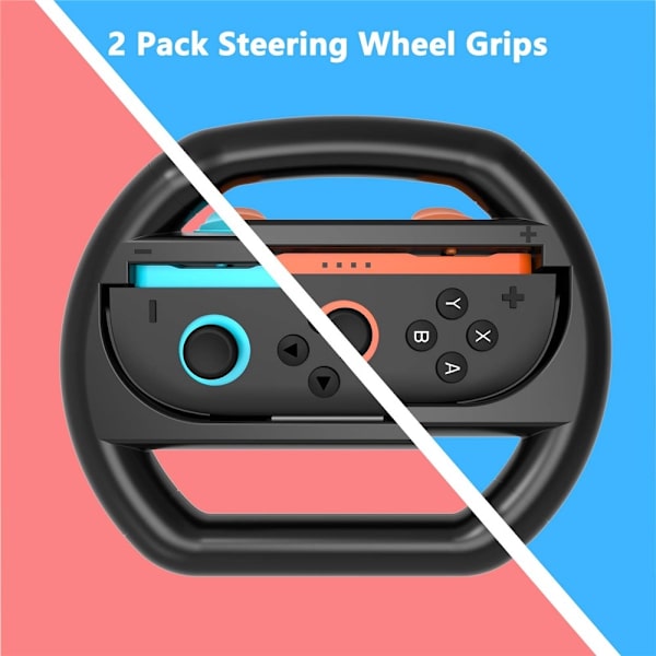 2 stk. kompatible med Nintendo Switch, 2 Joy-Con-håndtak, tilbehør til racingratt Black