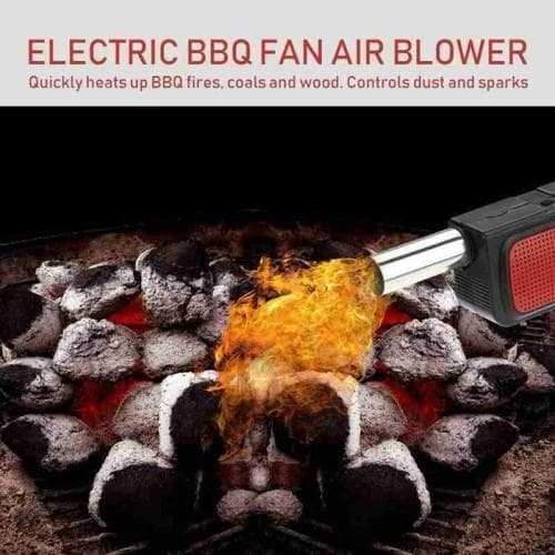 Bærbar grill Håndholdt elektrisk ventilator Luftblæser BBQ Pejsluft Black