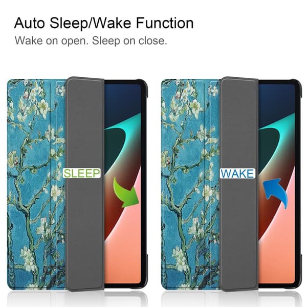 Xiaomi Pad 5 Stativ Slim Fit Deksel Sleep / Wake - Plommeblomst Green