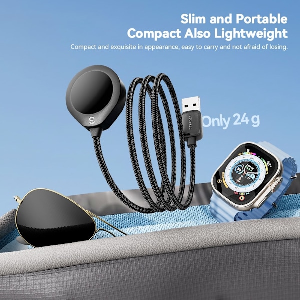 ESSAGER For A Watch USB Kabel Magnetisk ABS Vanddråbeform Trådløs oplader Black