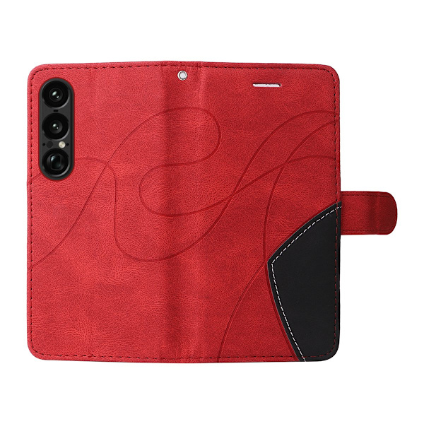 Til Sony Xperia 1 VII KT-serie-1 dobbeltfarve tegnebog Red