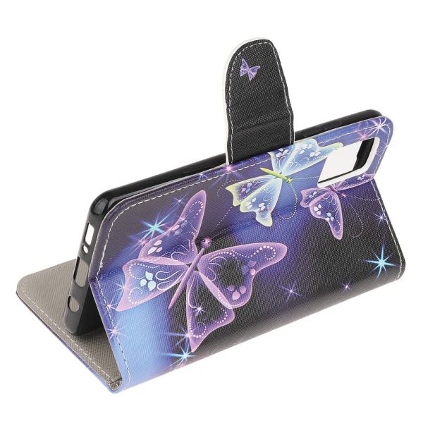 Til Samsung Galaxy A71 tegnebogstativ - smuk sommerfugl Purple