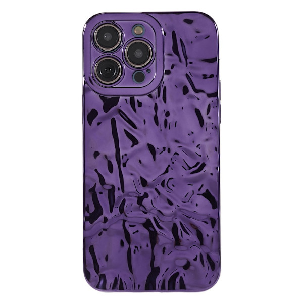 TPU-etui for iPhone 15 Pro Max med elektroplettering, rynket og ujevn overflate Purple
