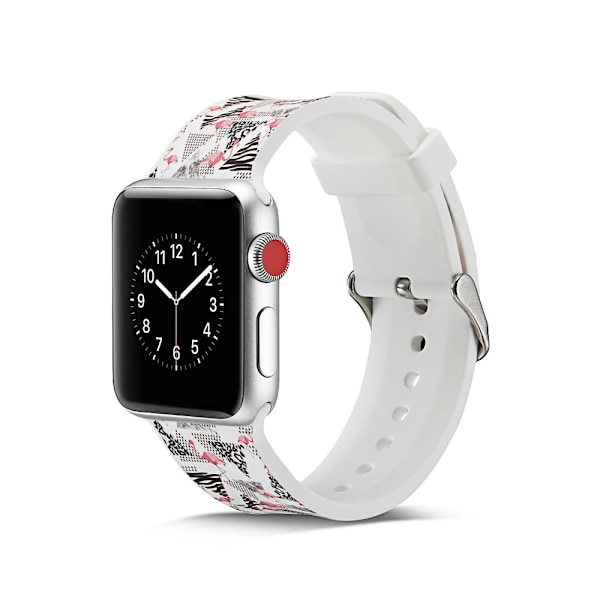 Silicone Watchband for Apple Watch 4 44mm, Series 3 / 2 / 1 42mm - Flamingo Multicolor