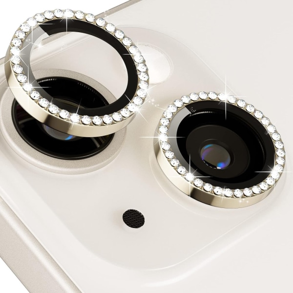 Kamera lins till iPhone 15 / 15 Plus Glitter Guld