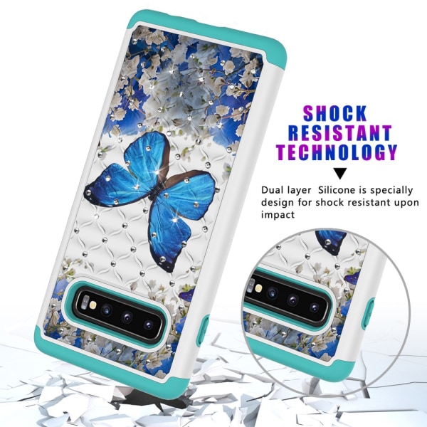 Samsung Galaxy S10+ Mønster PC TPU Telefonskal - Blå Sommerfugl Blue