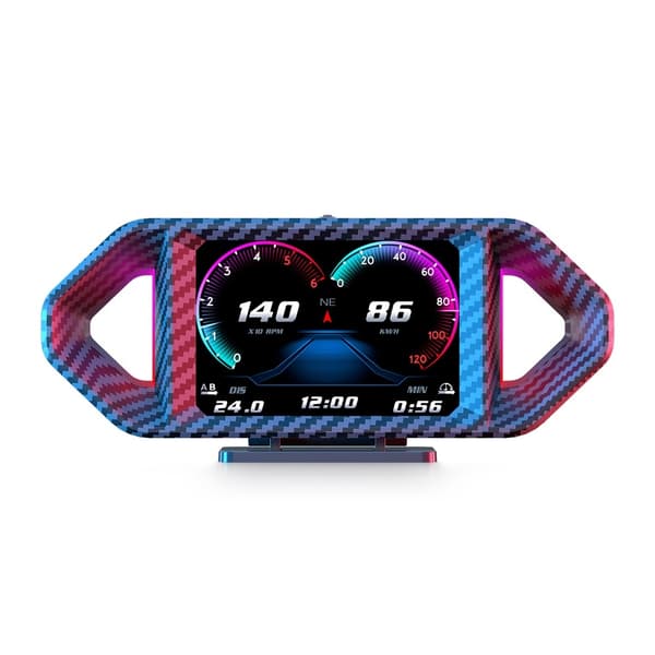Speedometer med Head-Up Display (HUD), LCD, OBD og GPS – turtall, drivstofforbruk og stigning Blue