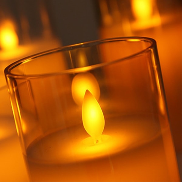 3 kpl Moving Flame Candle Light Decor LED-valo kaukosäätimellä White