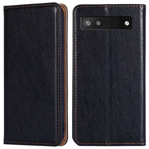 Google Pixel 6a Stand Telefontaske Fuld Beskyttelse Pung Cover - Sort Black