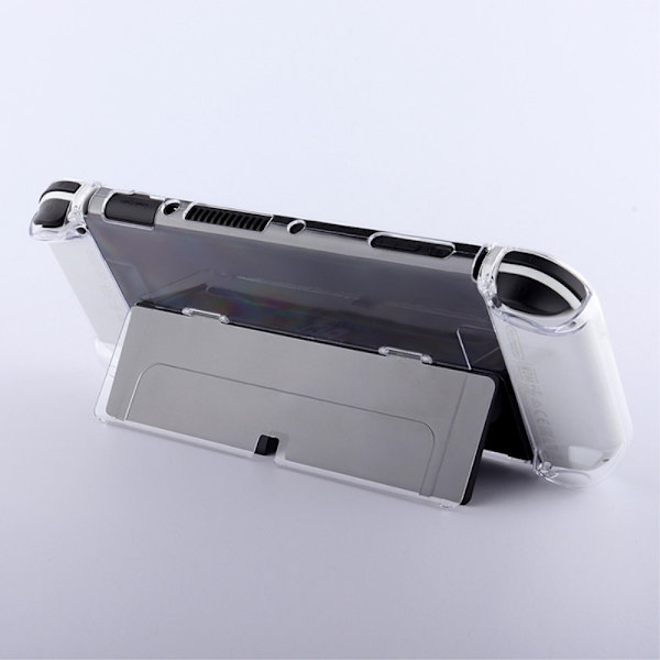 Yhteensopiva Nintendo Switch OLED Protector -läpinäkyvän suojakotelon kanssa jalustalla Transparent