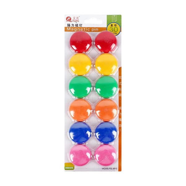 12kpl/pakkaus 30mm jääkaapin valkotaulumagneetit Multicolor