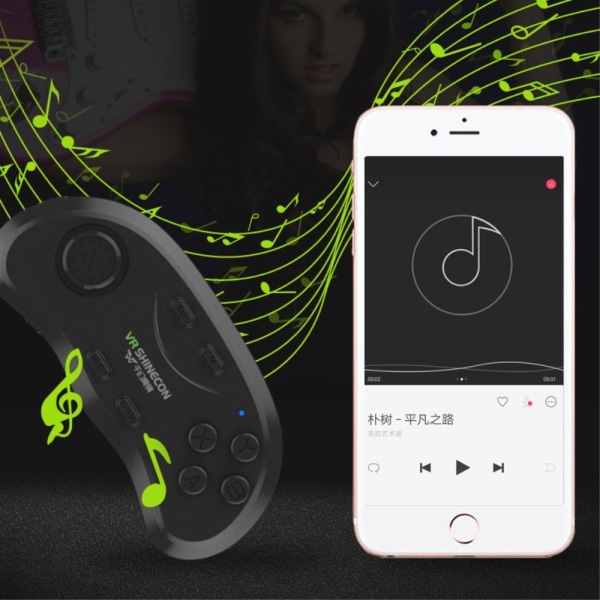 VR SHINECON Bluetooth 3.0 Wireless Gamepad för smartphone och VR Black
