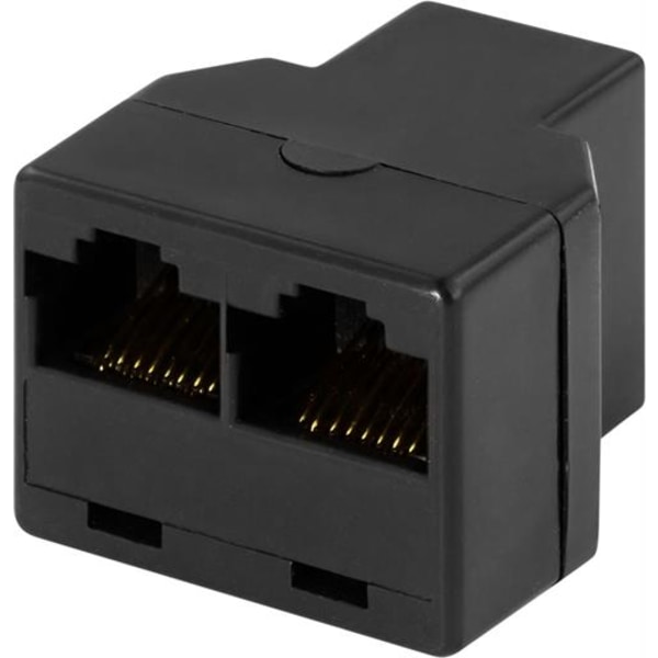 DELTACO Trevägskoppling 8P/8C RJ45, svart Black