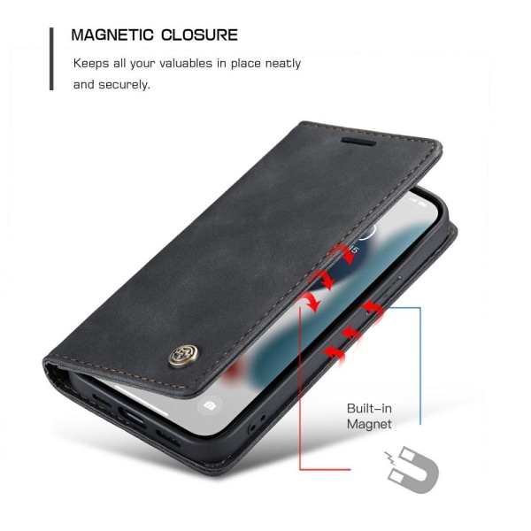 CASEME Retro tegnebog taske til iPhone 13 - sort Black