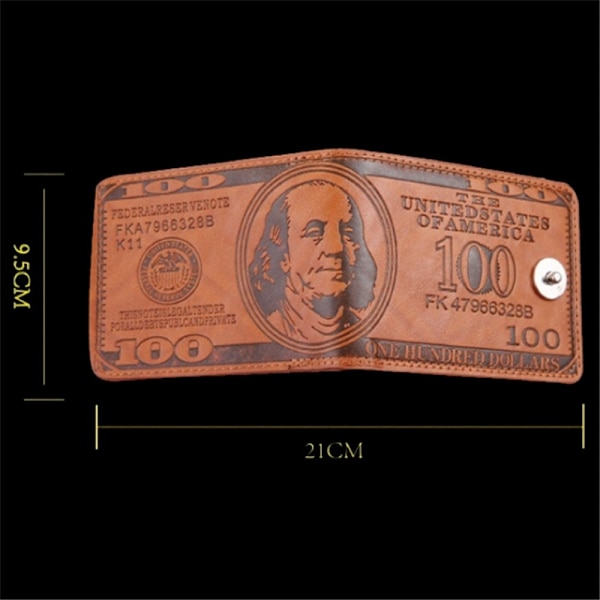 Lompakkokukkaro 100 dollarin seteli Money Bifold korttikotelo - ruskea Brown