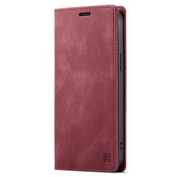 AUTSPACE A01 Retro Wallet Case for iPhone 13 Pro - Red Red