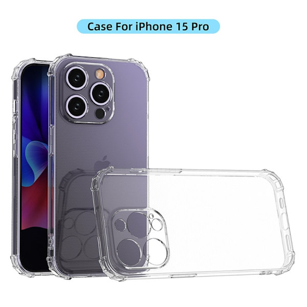 För iPhone 15 Pro Skal Fodral TPU-ram + Akryl Baksida Telefonfodral Transparent