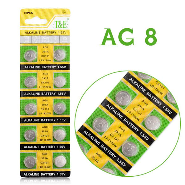 Alkalisk Knappcellbatteri SR55 / V391 / AG8 Storpack Silver