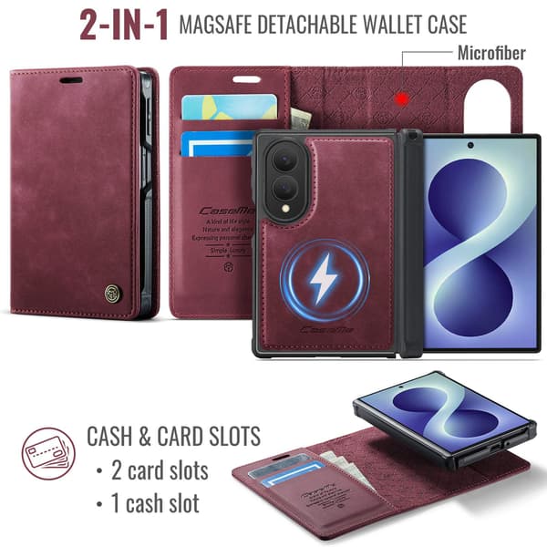 CASEME Magnetisk telefonlommebokdeksel til Samsung Galaxy Z Fold8 Red