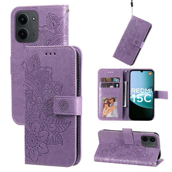 För Xiaomi Redmi 15C Stativfodral Mandala Plånboksfodral Lila
