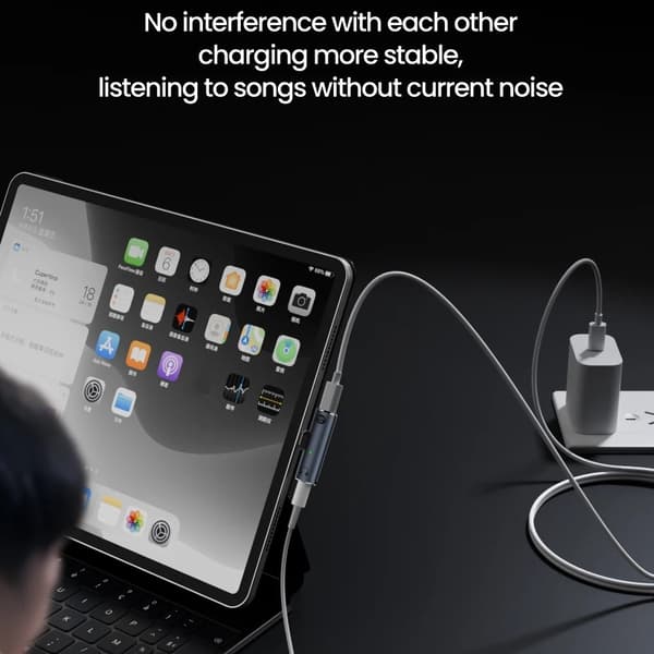 USB-C hane till 3,5 mm ljud + USB-C PD 100W laddningsadapter Svart