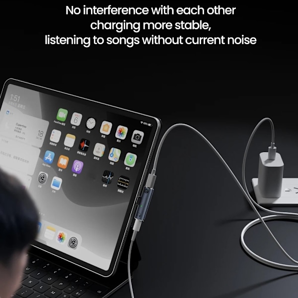 USB-C uros 3,5 mm audiolle + USB-C PD 100 W lataussovitin Black
