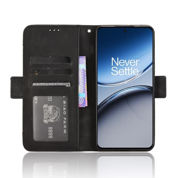 Til OnePlus Nord 4 Etui Tegnebogsstativ Retro Tekstur Telefon Cover – Sort Black