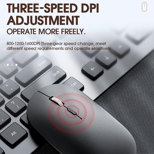 T - WOLF X2 genopladelig 2.4G+Bluetooth trådløs mus til pc Black