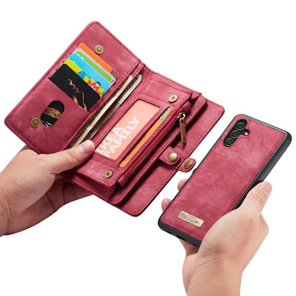 CASEME Samsung Galaxy A13 5G  / A04s 4G Retro läder plånboksfodral - Röd Röd