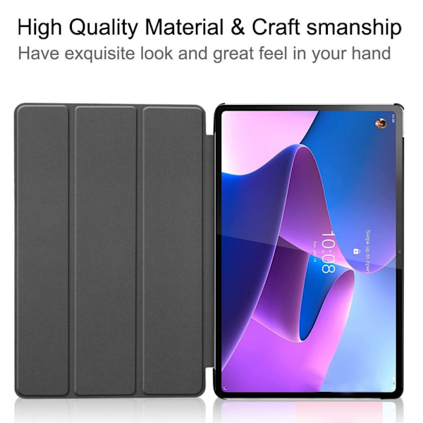 Til Lenovo Tab P12 Pro Tri - fold Stand Tablet - Taske - Sort Black