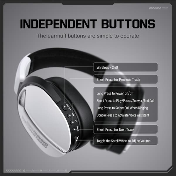 ONIKUMA GT887 Gaming Headset LED Trådbundna Over-Ear-hörlurar Mikrofon - Vit Vit