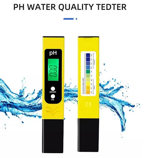 PH Meter Automatisk kalibrering Vannkvalitetstester Vanntesting Yellow
