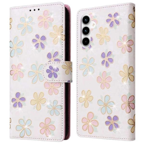 Till Samsung Galaxy A35 Plånboksfodral Blommor multifärg