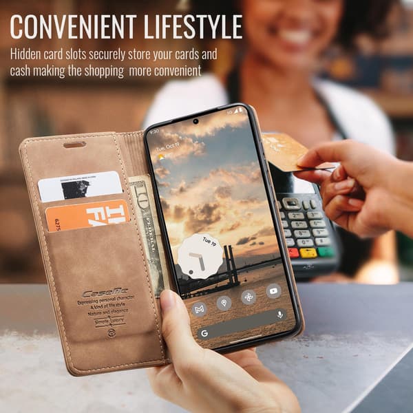 CASEME Telefonlommebokdeksel med stativ til Google Pixel 11 Pro og Google Pixel 11 Brown