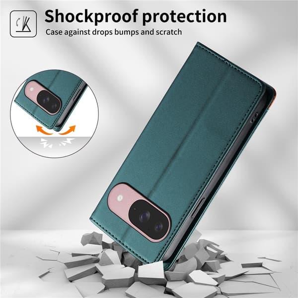 DIERFENG Plånboksfodral med färgblockerad logotyp för Google Pixel 11 och 11 Pro Grön