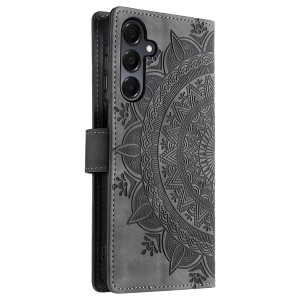 For Samsung Galaxy A26 Lommebok Deksel Shell Mandala Blomstermønster Grey