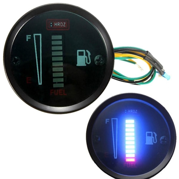Moottoripyörän modifioitu polttoainemittari 52MM 12V DC Universal LED-näyttömittari Black