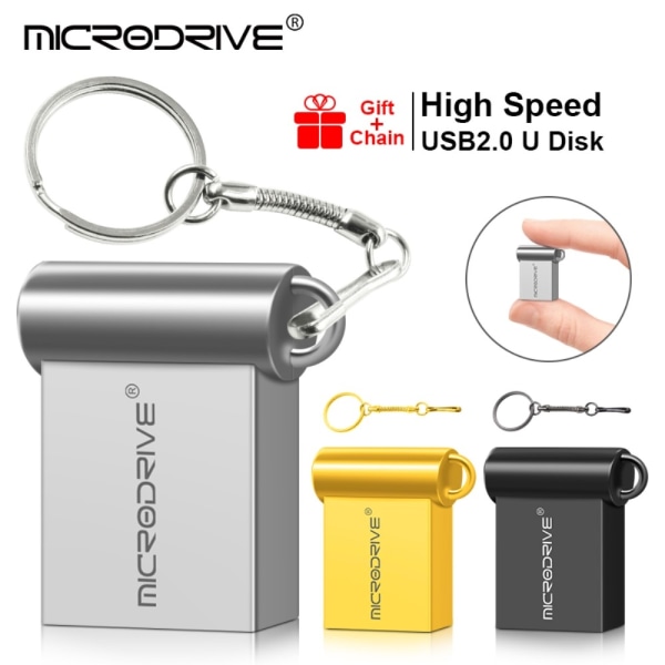 MICRODRIVE 128 GB USB-hukommelse 2.0 Metal Flash Drive bærbar Gold