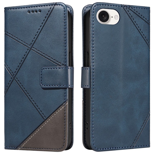 Lommebokdeksel til iPhone 17e / 16e – Geometrisk Linje Blue