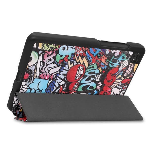 Pattern Tri - fold Stand Kansi Lenovo Tab M7 - Graffiti Multicolor