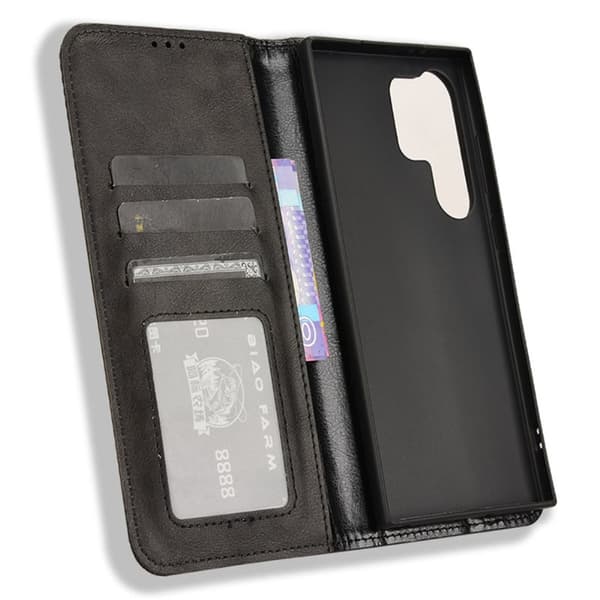 Wallet Stand Flip - telefonetui til Samsung Galaxy S24 Ultra - Sort Black