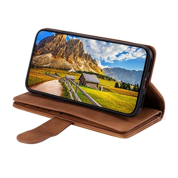 Til iPhone 17e / 16e Etui med Lynlåslomme og 9 Kortlommer Brown