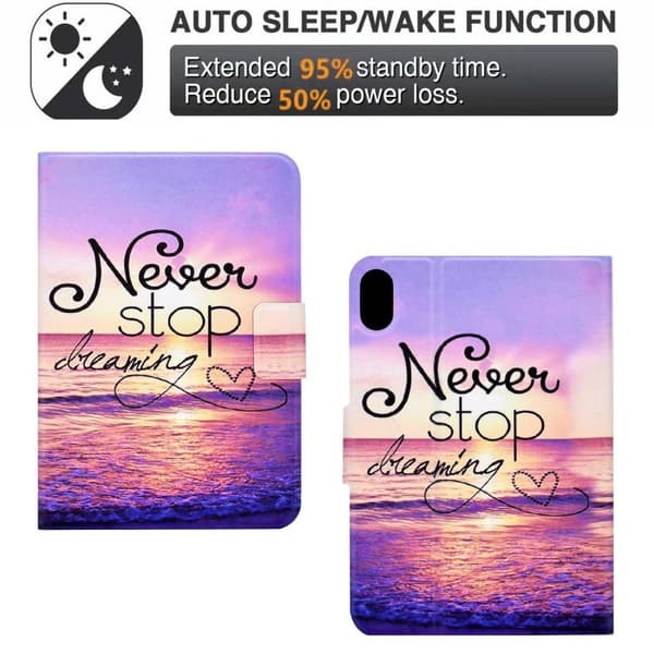 Tablettdeksel med klaff og stativ for iPad 10.9 (2022) - Never Stop Dreaming Purple