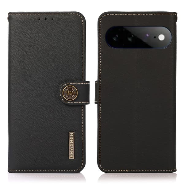 KHAZNEH Plånboksfodral i äkta läder till Google Pixel 11 Pro XL Svart