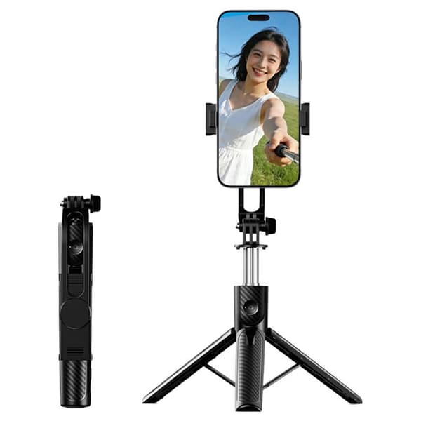 Uttrekkbar Bluetooth-selfiestang (96 cm) med stativ og fjernkontroll Black