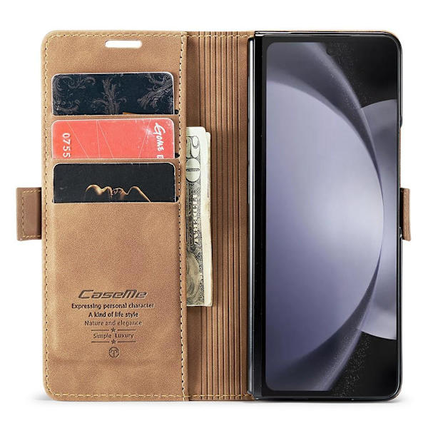 CASEME plånboksfodral Samsung Galaxy Z Fold 5 Ljusbrun