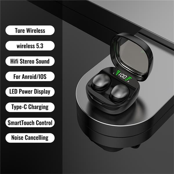 Trådløse hovedtelefoner In-Ear HiFi Stereolyd Bluetooth -Sleep HD Baslyd - Sort Black