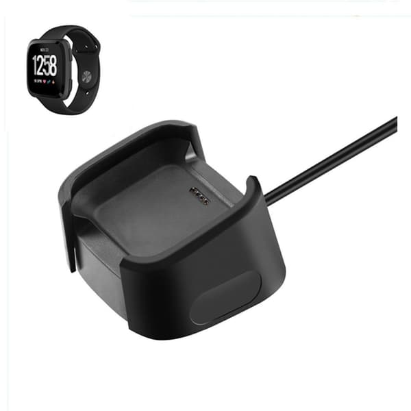 1.0M USB - opladningskabeldockestativ til Fitbit Versa 2 - Sort Black